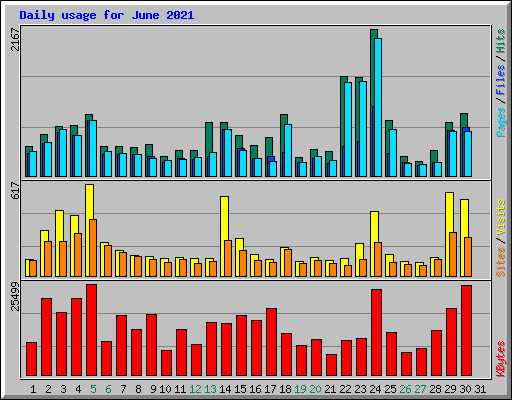 Daily usage for June 2021
