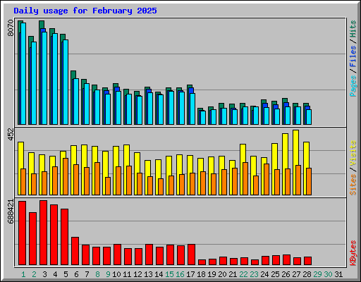 Daily usage for February 2025