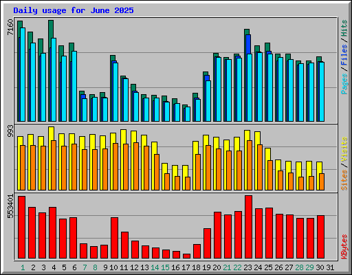 Daily usage for June 2025