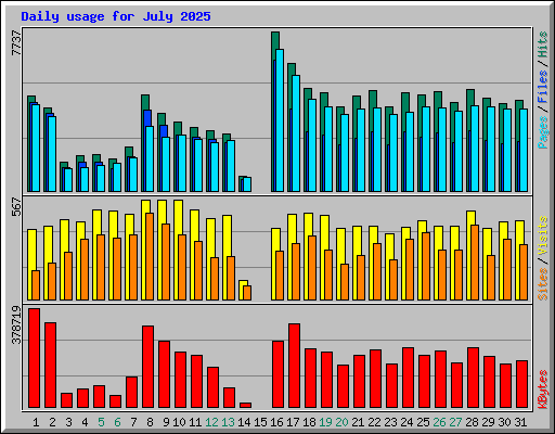Daily usage for July 2025