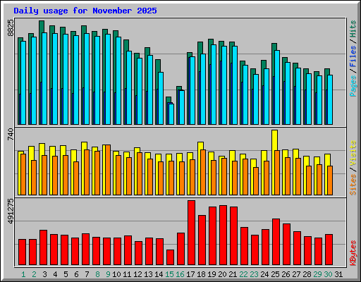 Daily usage for November 2025